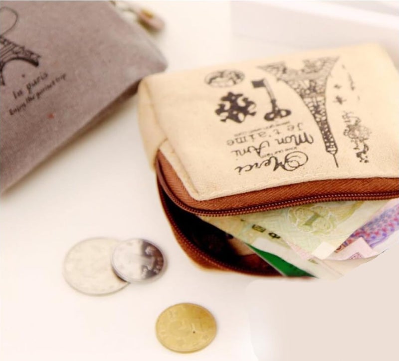 iToolai Canvas Coin Bags Women's Small Change Cash Purse Wallets (Set of 4, Paris) - Image 5